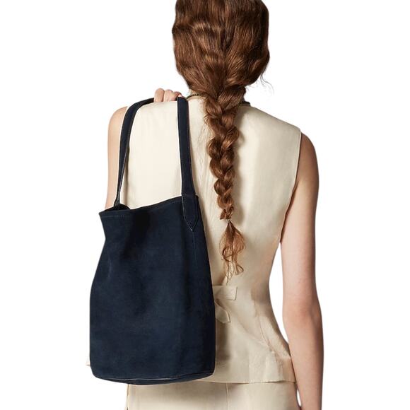 J. Crew Berkeley Bucket Bag in Suede Darkest Indigo Blue - Picture 2 of 11